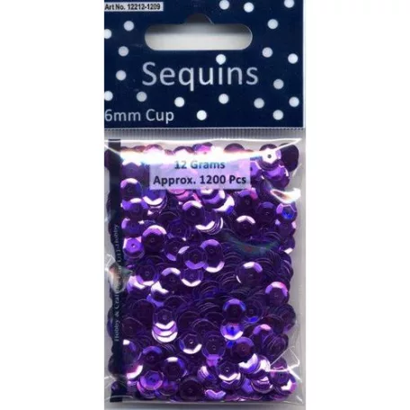Lila flitter 6mm Metalic Purple - Sequins (12gr)