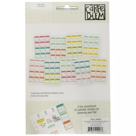 Matrica készlet , Carpe Diem / Mini Monthly Calendar Stickers - jul 2017  - dec 2018 (108 db)