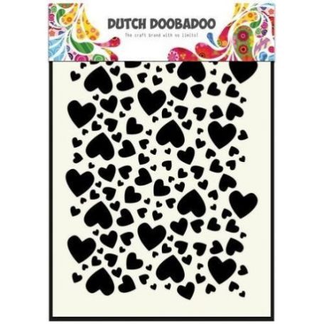 Dutch DooBaDoo Stencil A5, Stencil - Hearts - Szívek (1 db)