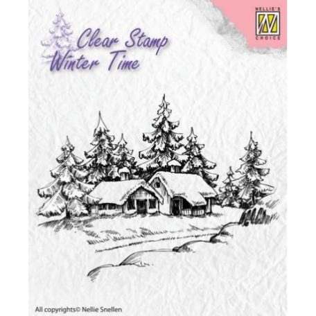 Szilikonbélyegző WT002, Winter Time / Wintery house -  (1 db)