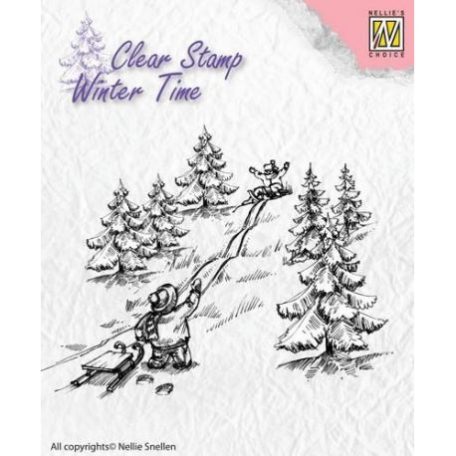 Szilikonbélyegző WT003, Winter Time / Sledge fun -  (1 db)