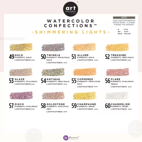 Art Philosophy akvarell festék készlet - Shimmering Lights - Watercolor Confections (12 szín)