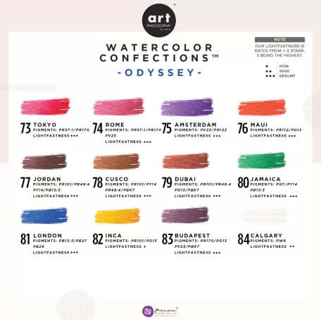 Art Philosophy akvarell festék készlet - Odyssey - Watercolor Confections (12 szín)