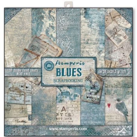 Stamperia Scrapbook papírkészlet 12" (30 cm) - Blues - Paper Pack (10 ív)
