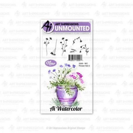 Gumibélyegző 5008, Art Impressions Watercolor Cling Rubber Stamps / Flower Set 3 (1 csomag)