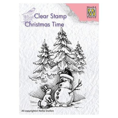 Szilikonbélyegző CT026, Clear Stamp / Snowman and rabbit - Christmas Time (1 csomag)