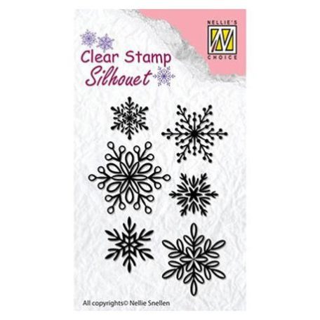 Szilikonbélyegző SIL039, Clear Stamp / 6 Snowflakes - Silhouette (1 csomag)
