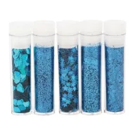 Díszítőelem , Glitter &Flitter Set / Blue -  (5 db)
