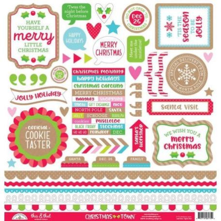 Matrica 12", Christmas Town / Cardstock Stickers - This & That (1 ív)