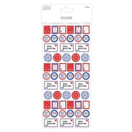 Matrica , Christmas Glitter Stickers / Stamps (1 csomag)