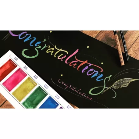 Kuretake Gansai Tambi Set Metallic & Pearl / Gem Colors - akvarell festék készlet (6 szín)