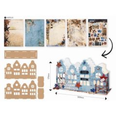   Kreatív készlet , MDF & Paper Set / Winter Trails, 3D Houses nr.50 (1 csomag)