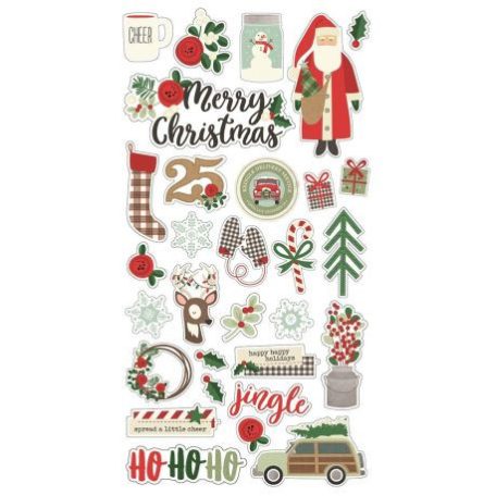 Chipboard , Merry & Bright / Chipboard Stickers -  (1 csomag)