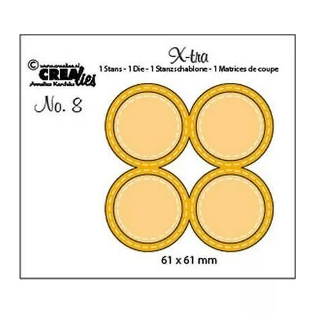 Vágósablon , Fold Open Die / 4 circles double stitch 61 x61 mm (1 db)