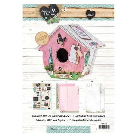 Kreatív készlet , MDF & Paper Set / Birdhouse pink (1 csomag)