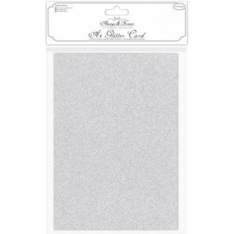 Csillámos papír A4, Craft Consortium Glitter Paper / Silver -  (1 ív)