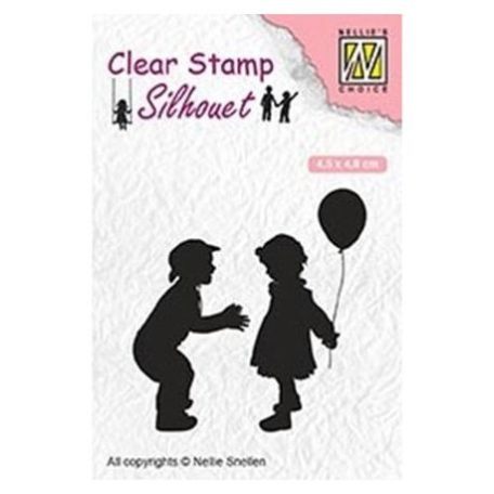Szilikonbélyegző SIL046, Nellie's Choice Clear Stamp / Children with balloon -  (1 csomag)