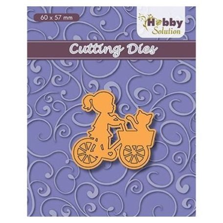 Vágósablon HSFD030, Nellie's Choice Hobby Solutions Dies / Little girls on bike, kitten in her basket -  (1 db)