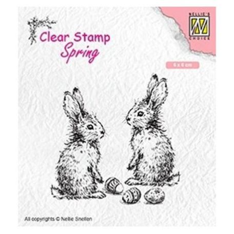 Szilikonbélyegző SPCS006, Nellie's Choice Clear Stamp / Two hares -  (1 csomag)