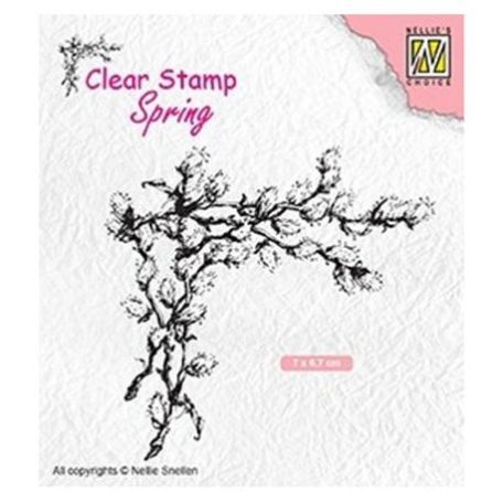 Szilikonbélyegző SPCS009, Nellie's Choice Clear Stamp / Corner with willow catkins -  (1 csomag)