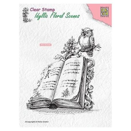 Szilikonbélyegző IFS013, Nellie's Choice Clear Stamp / Book with owl -  (1 csomag)