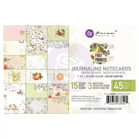 Komment kártya , Prima Marketing Fruit Paradise / 4x6 Journaling Cards -  (45 lap)