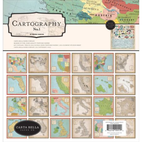 Carta Bella Papírkészlet 12"(30cm) Cartography No.1 / Collection Kit (1 csomag)