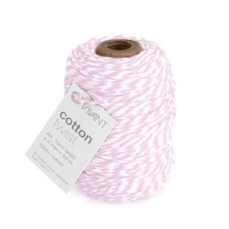 Pamut Zsineg Twist rose/white Vivant Cord Cotton (50m)
