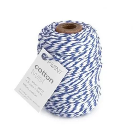 Pamut Zsineg 2mm / 50m, Vivant Cord Cotton / Twist royal blue / white -  (1 db)