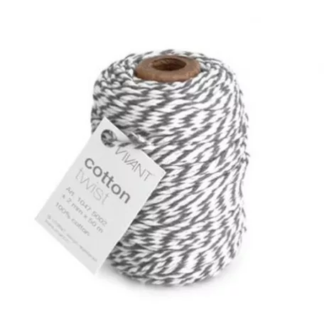 Pamut Zsineg 2mm / 50m, Vivant Cord Cotton / Twist grey / white -  (1 db)