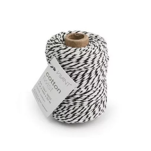 Pamut Zsineg 2mm / 50m, Vivant Cord Cotton / Twist black / white -  (1 db)