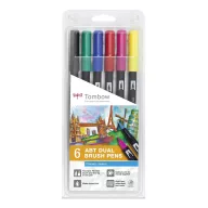   Ecsetfilc - Kéthegyű filctoll készlet , Primary / Tombow ABT Dual Brush Pen  -  (6 db)