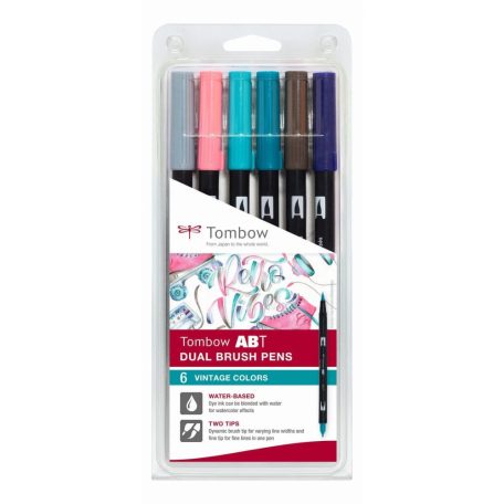 Tombow ABT Dual Brush Pen Kéthegyű filctoll készlet - Vintage Colours (6 db)