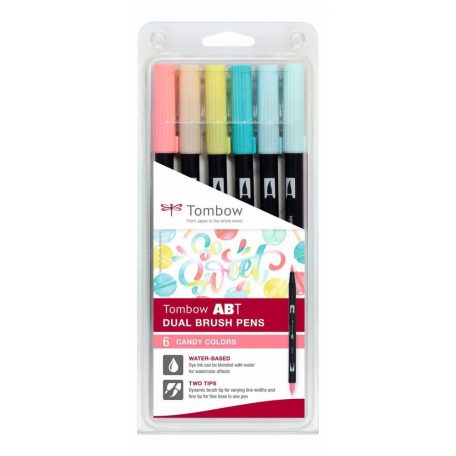 Tombow ABT Dual Brush Pen Kéthegyű filctoll készlet - Candy colours (6 db)