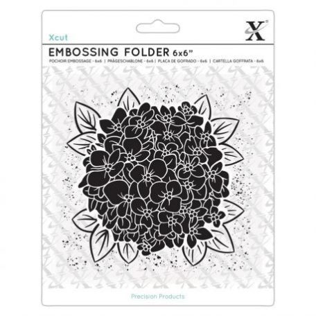 Dombornyomó mappa 6"x6", Xcut Embossing Folder / Full Bloom Hydrangea (1 db)