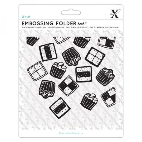 Dombornyomó mappa 6"x6", Xcut Embossing Folder / Sweet Treats Mini Cakes (1 db)