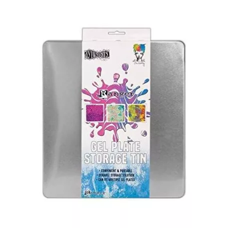 Tároló , Plate storage tin / impressables squares in squares 7" -  (1 db)