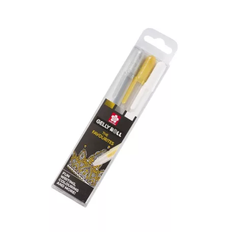 Zselés toll készlet 5", Sakura Gelly Roll / Metallic Set - Arany ,Ezüst, Fehér (3 db)