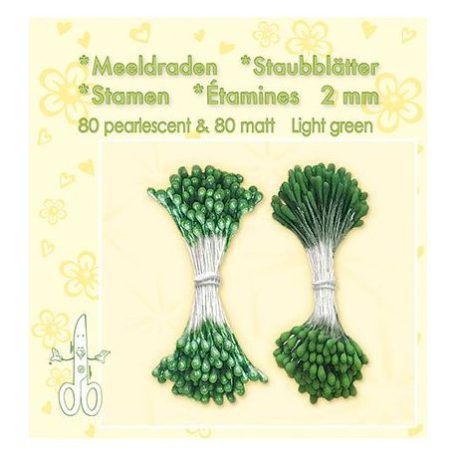 Porzó / Bibe - virág készítéshez , Leane Creatief Stamen / Matt & Pearl Light Green - Zöld (160 db)