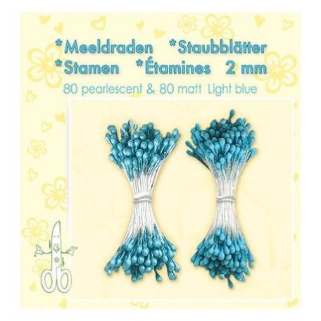 Porzó / Bibe - virág készítéshez , Leane Creatief Stamen / Matt & Pearl Light Blue - Kék (160 db)