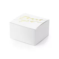   Köszönetajándék doboz "Thank you" fehér - arany 6x3.5x5.5cm (10 db)