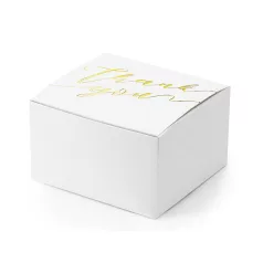   Köszönetajándék doboz "Thank you" fehér - arany 6x3.5x5.5cm (10 db)