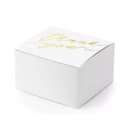 Köszönetajándék doboz "Thank you" fehér - arany 6x3.5x5.5cm (10 db)