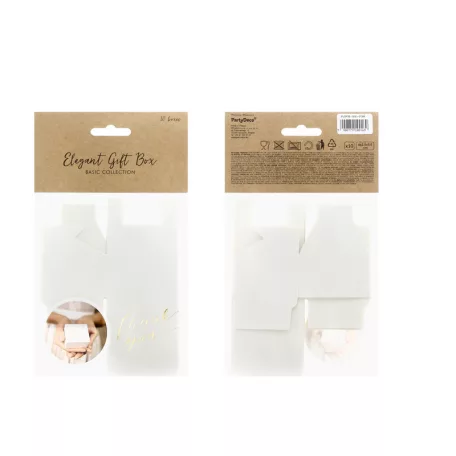 Köszönetajándék doboz "Thank you" fehér - arany 6x3.5x5.5cm (10 db)