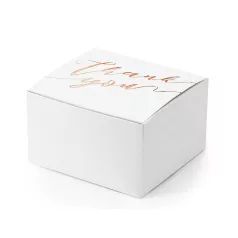   Köszönetajándék doboz "Thank you" fehér - rózsaarany 6x3.5x5.5cm (10 db)