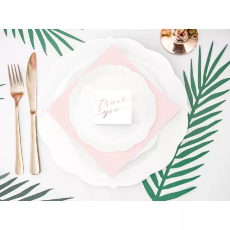 Köszönetajándék doboz "Thank you" fehér - rózsaarany 6x3.5x5.5cm (10 db)