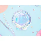 Kagyló alakú irizáló papírtányér Sellő party (6 db)