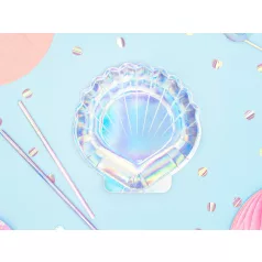 Kagyló alakú irizáló papírtányér Sellő party (6 db)