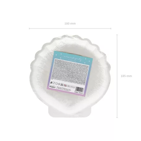 Kagyló alakú irizáló papírtányér Sellő party (6 db)