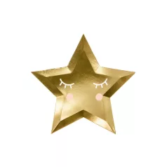 Papírtányér Little Star – Csillag, arany tükör (6 db)